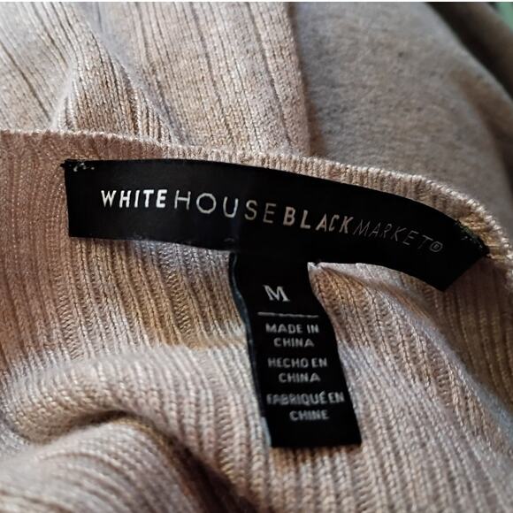 WHBM Neutral Cocoon Dolman Knit Top Medium V Neck Oversized Minimalist Capsule - Picture 5 of 11